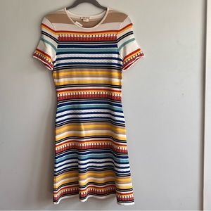NWT Shoshanna  sunrise multi striped, patterned and color knit dress.  Size S